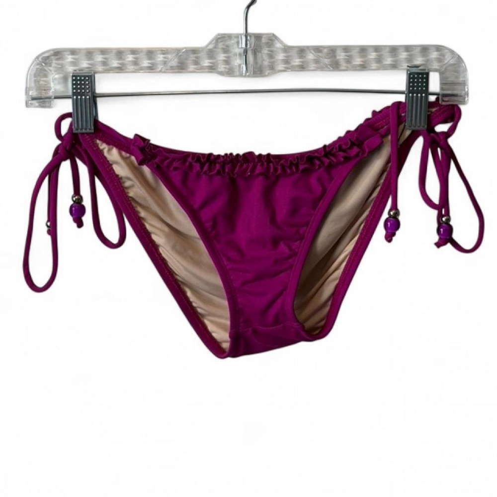 Shoshanna Magenta Mini Ruffle String Bikini Bottoms, Women's‎ Size XS